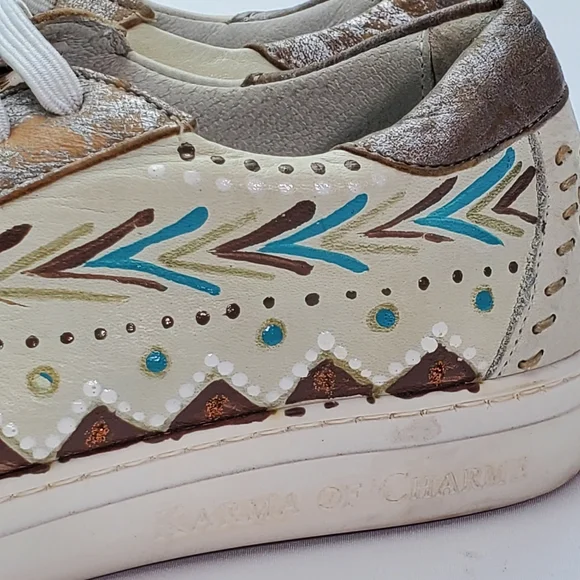Karma Of Charme Naïf Hand Painted Leather Low Top Women Sneakers Sz 37 / US 6.5 - Picture 7 of 12